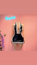 Leather Fur Mini Dresses